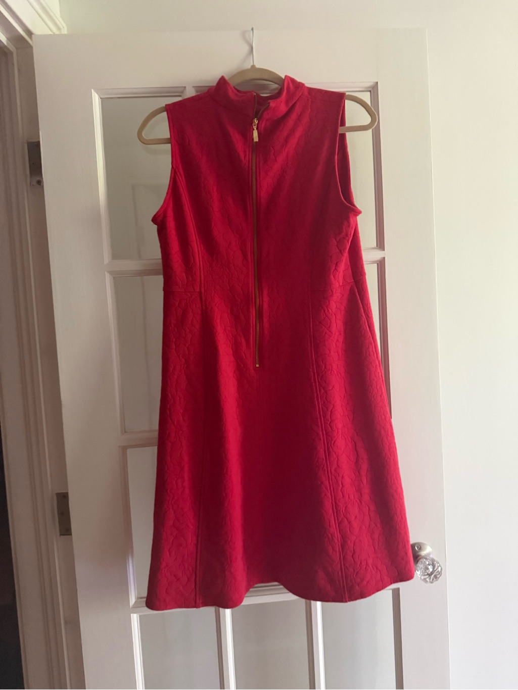 Chico's Vibrant Coral-Red Knit Dress With Zipper